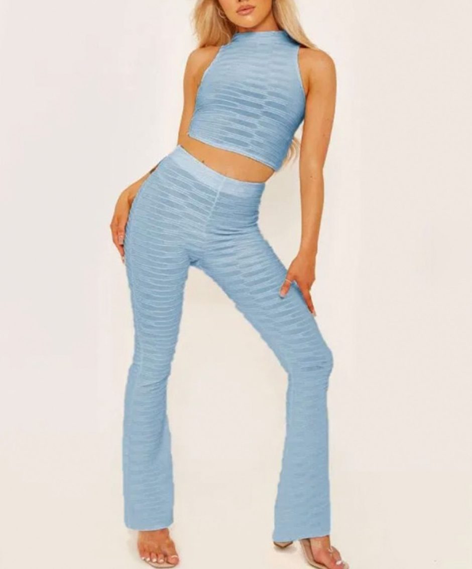 Honeycomb Flare Trouser Co Ord Set 