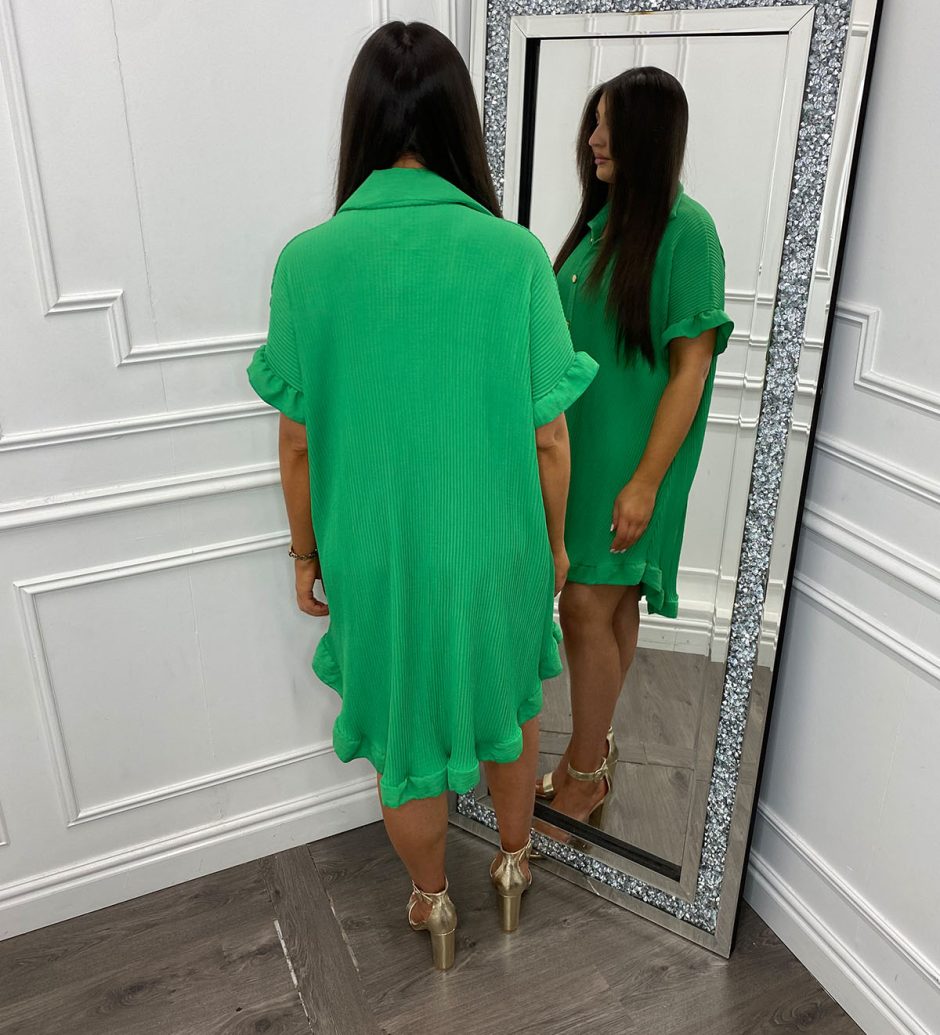 GREEN SHIRT DRESS BACK