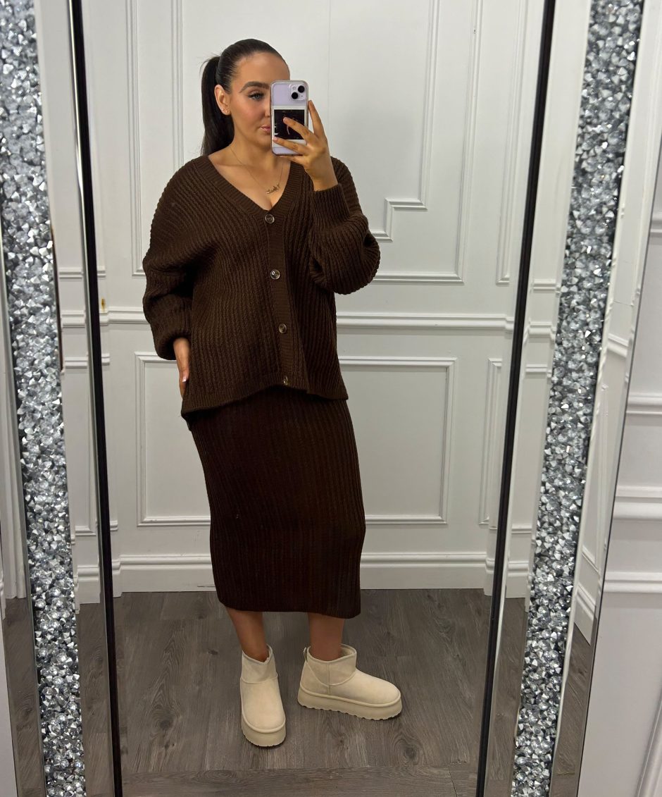 BROWN SKIRT KNIT CO ORD copy