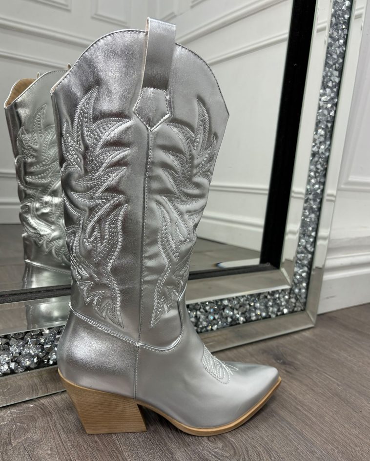 Silver Cowboy Boot
