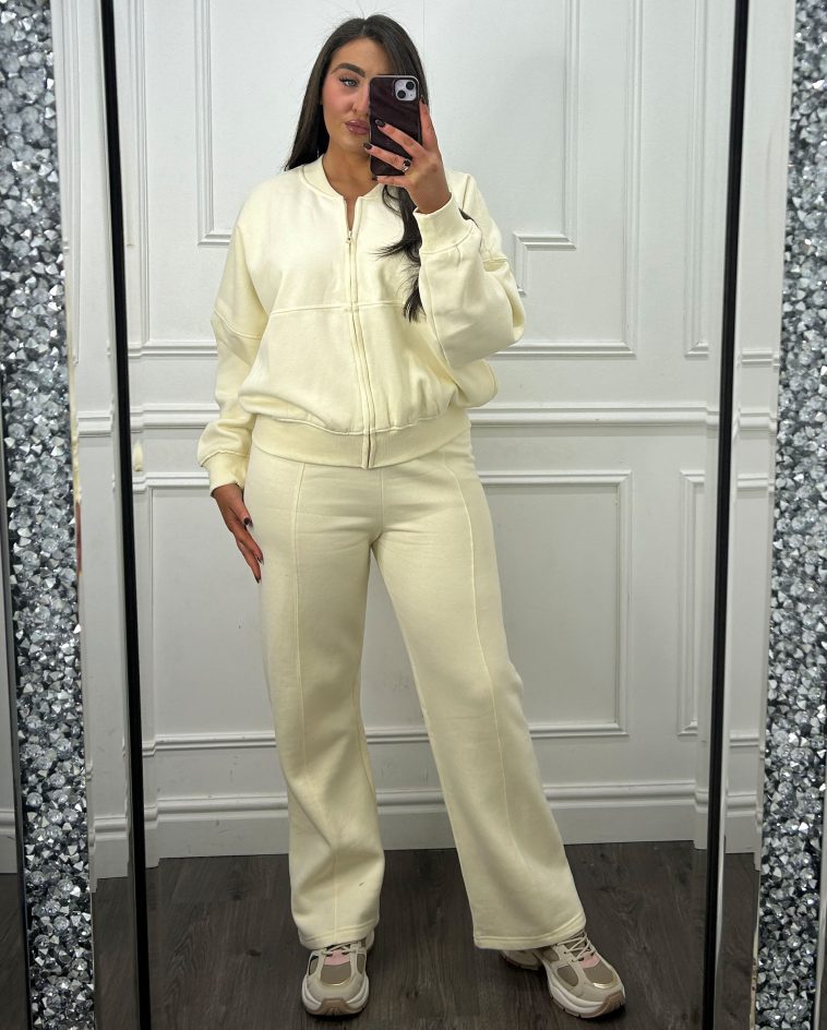 Cream Oversize Zip Tracksuit
