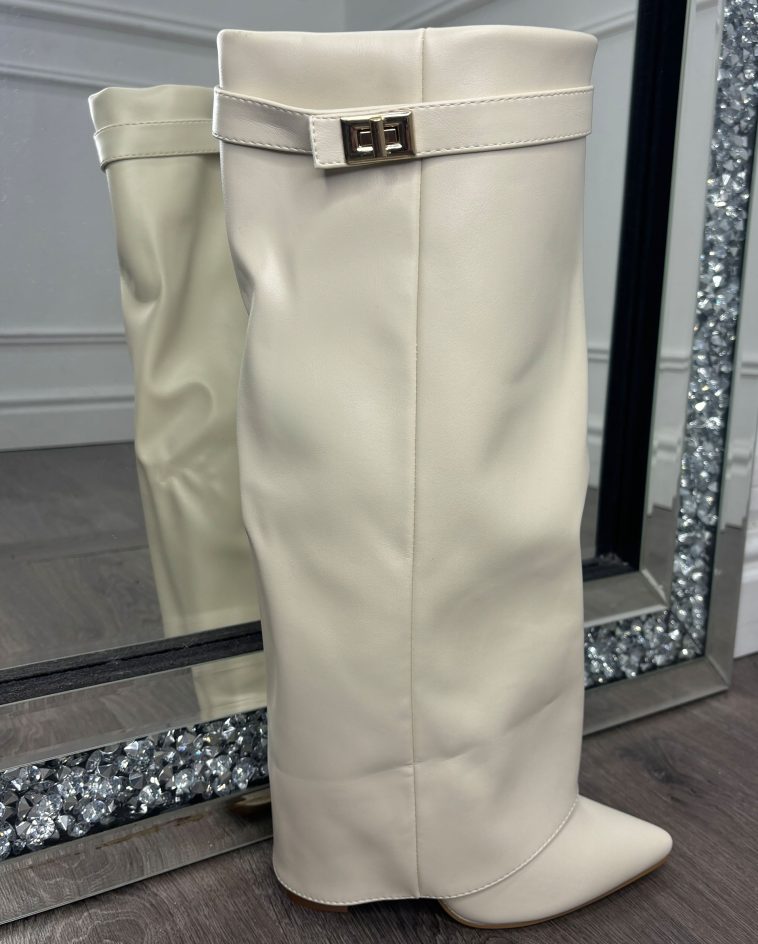Beige Fold Boot