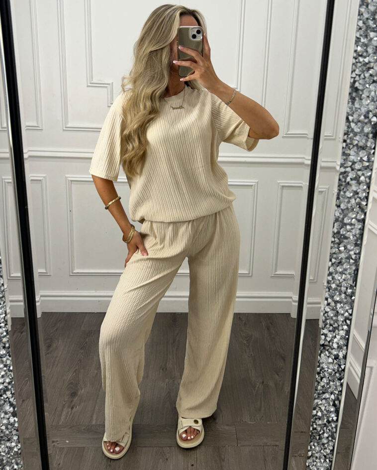 Plisse Top And Trouser Co Ord
