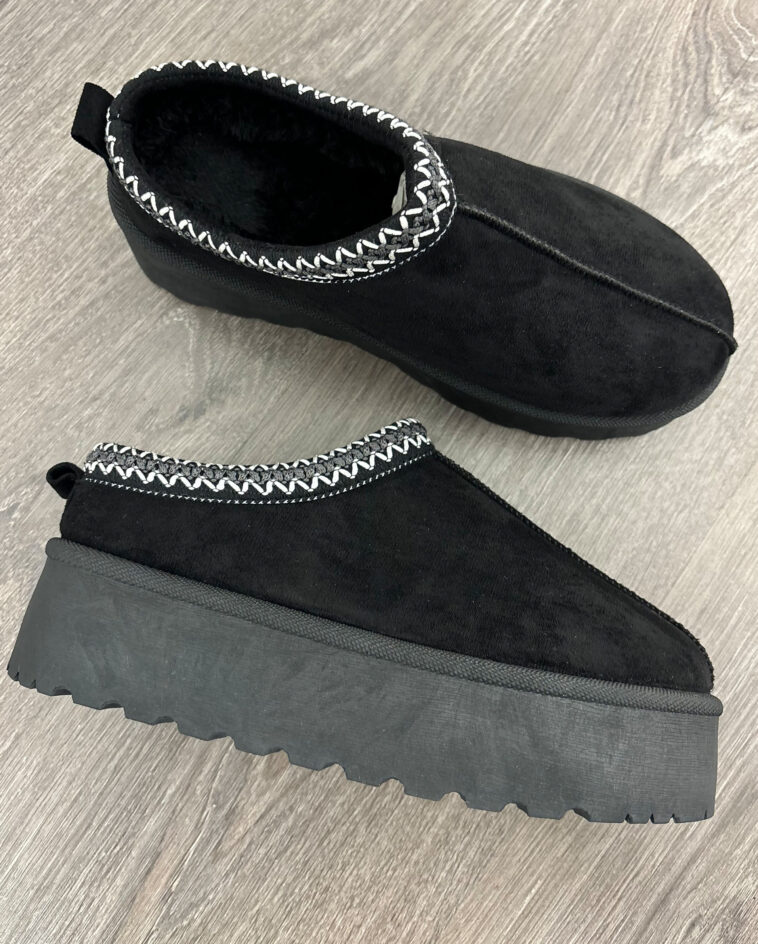 Black Faux Suede Platforms