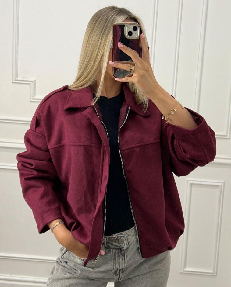 Faux Suede Bomber Jacket