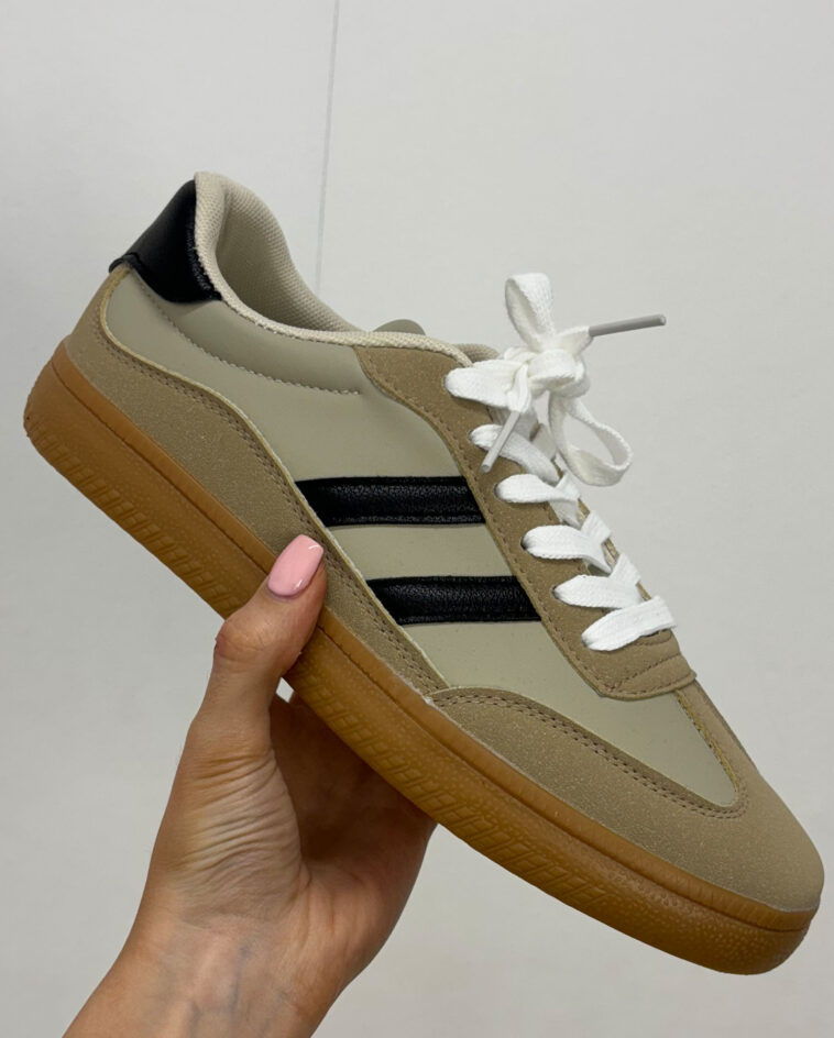 Beige/Black Stripe Trainer
