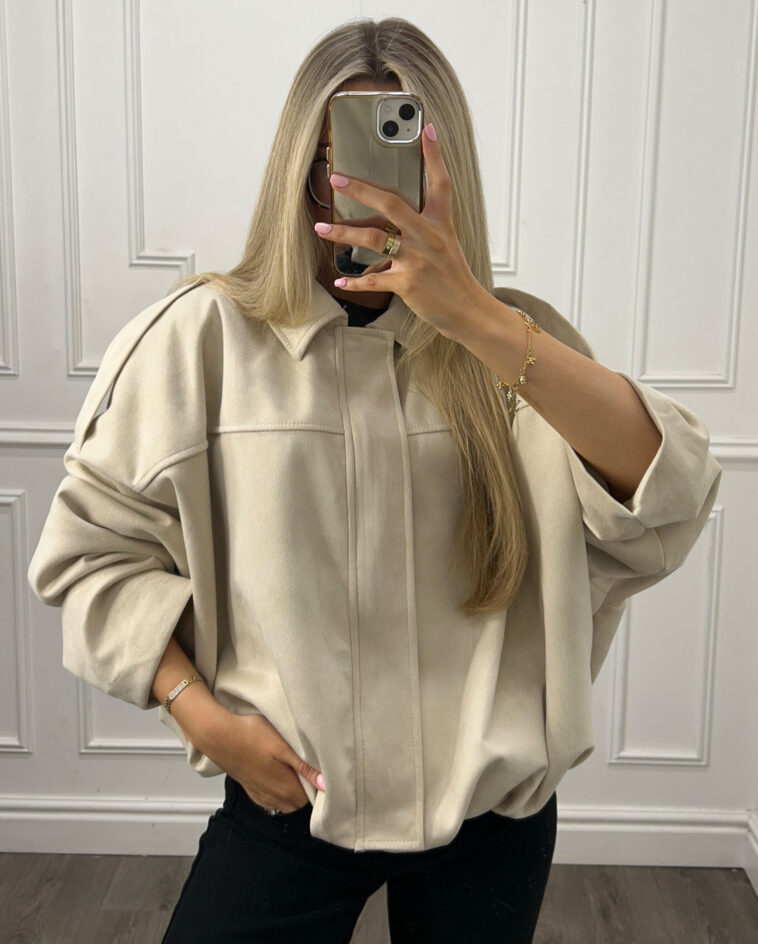 Faux Suede Zipper Bomber