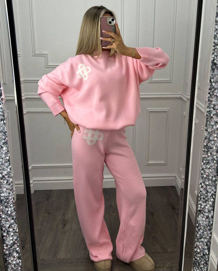 Pink Soft Knit Loungewear Co Ord