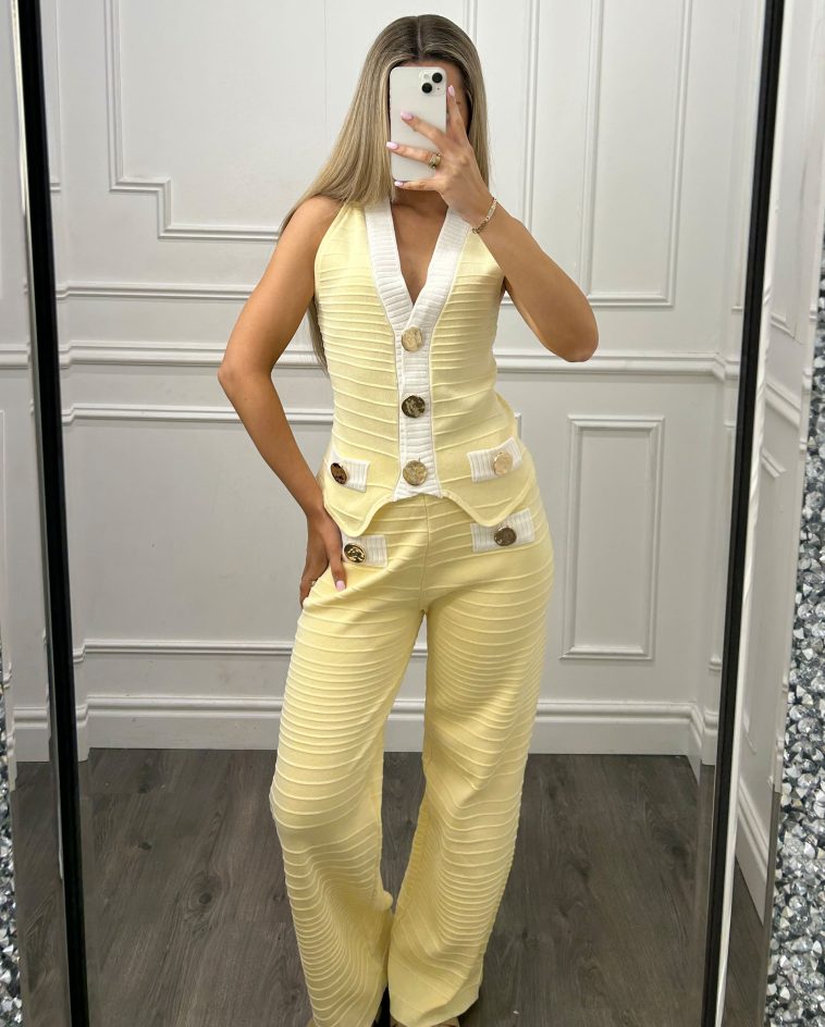 Gold Button Waistcoat & Trouser Co Ord