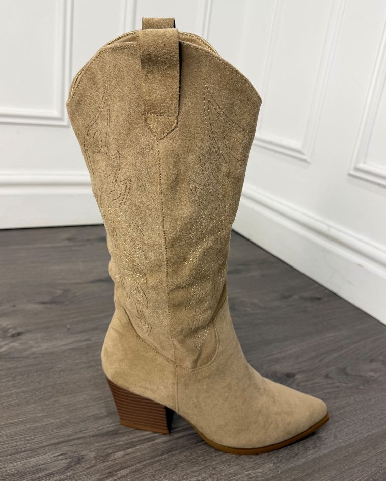 Faux Suede Cowboy Boots