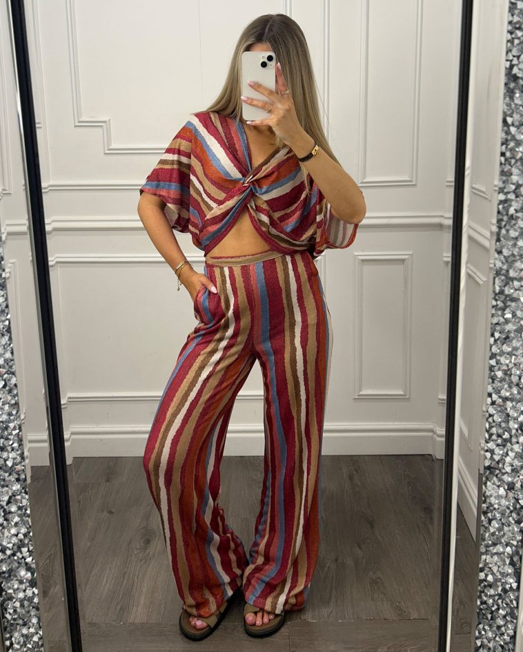 Multi Stripe Top And Trouser Co Ord