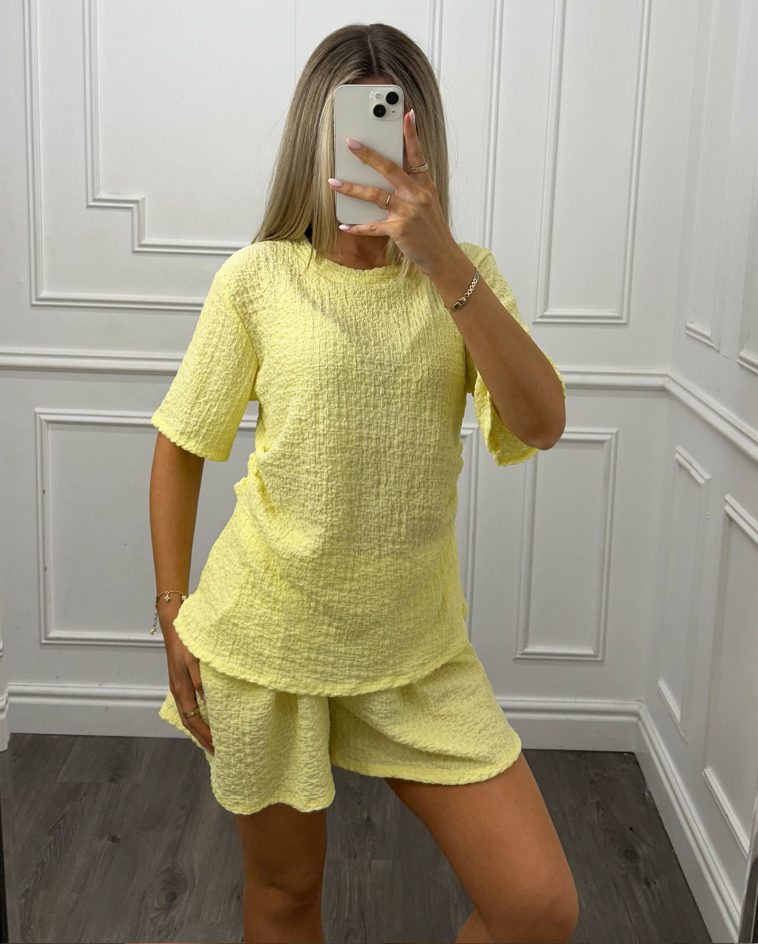 Ruched Side Textured Shorts Co Ord