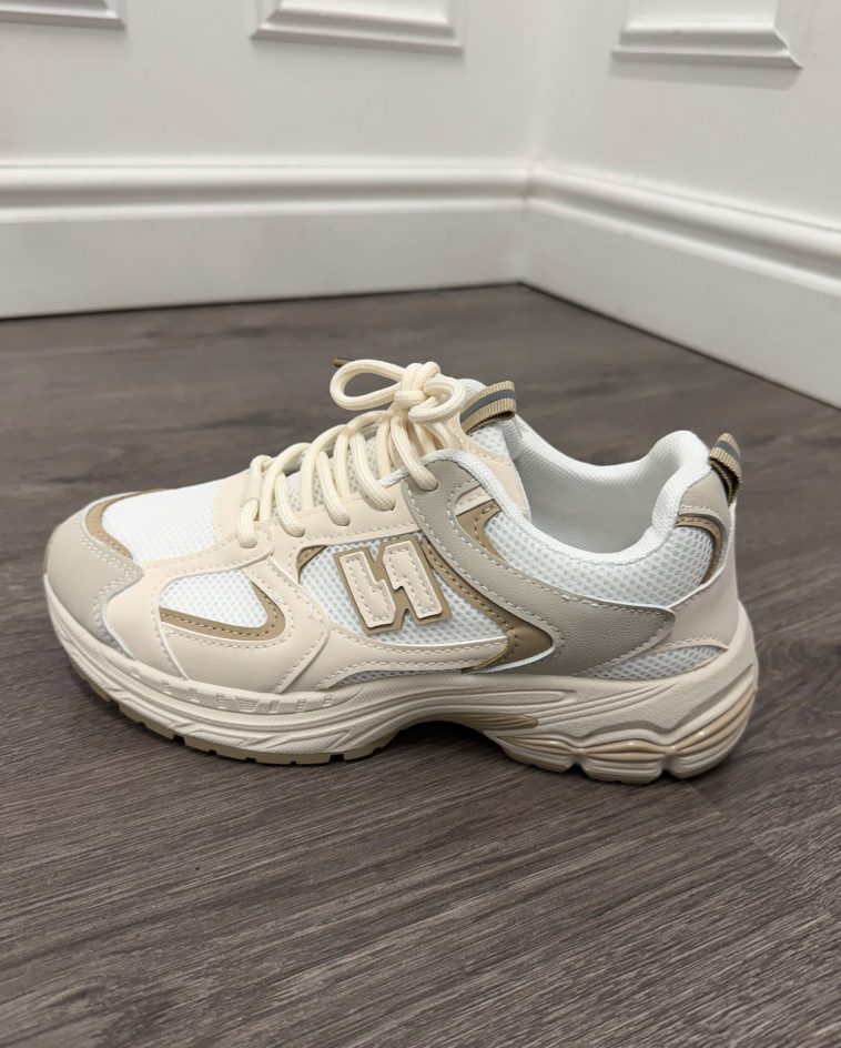 Beige & White Trainers