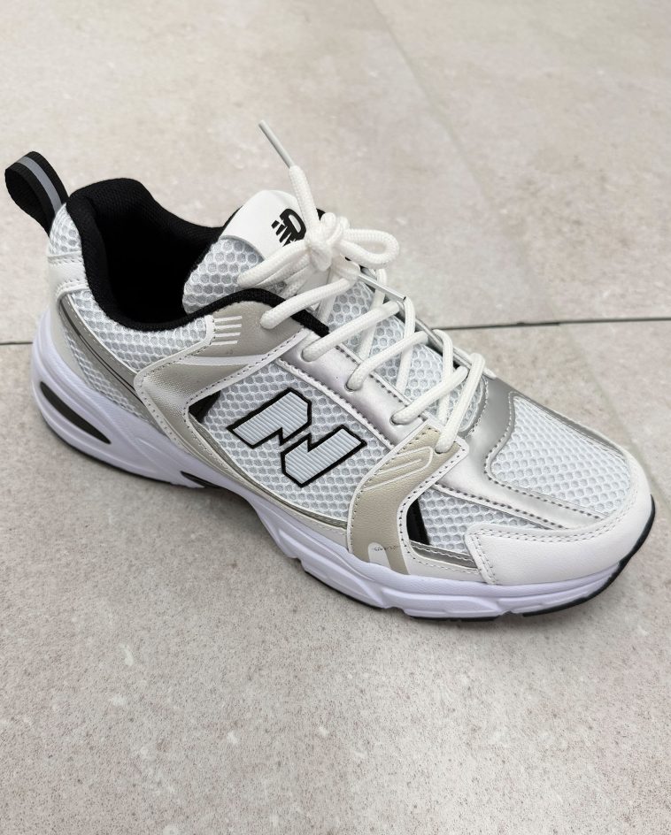 White/Black Mesh Trainers