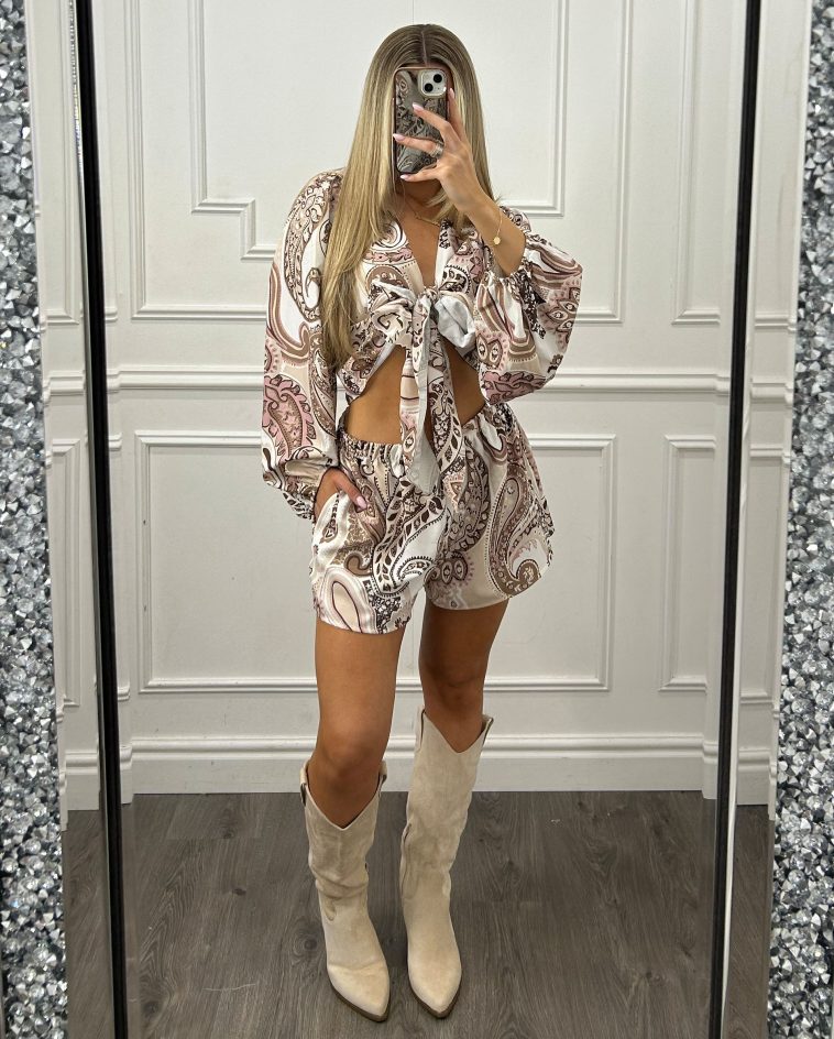 Tie Front Top & Shorts Co Ord