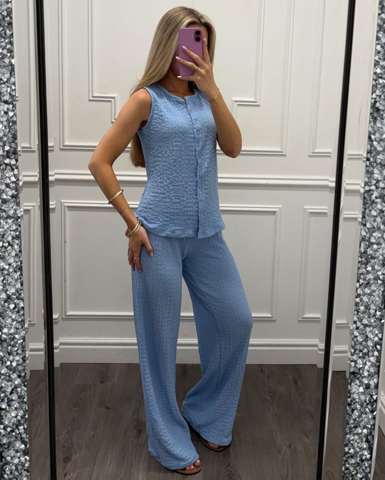 Button Front Textured Co Ord